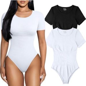 OQQ viral body suits (black and white) - short sleeve.